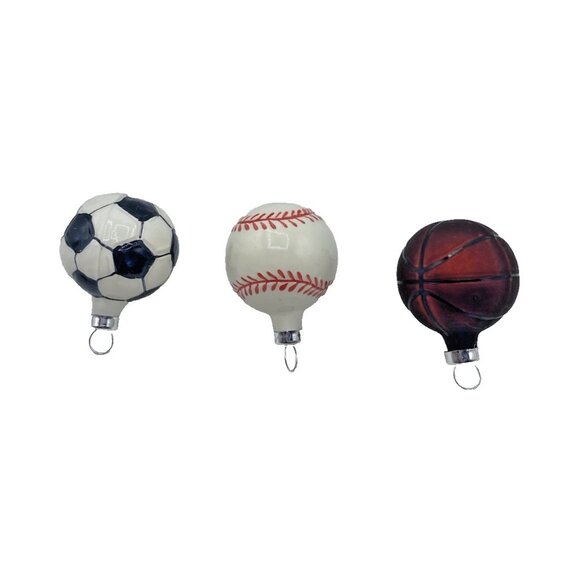 Basketball Baseball Soccer Ball Ornament Set Sports Games Athletic Holiday Decor - Picture 3 of 9